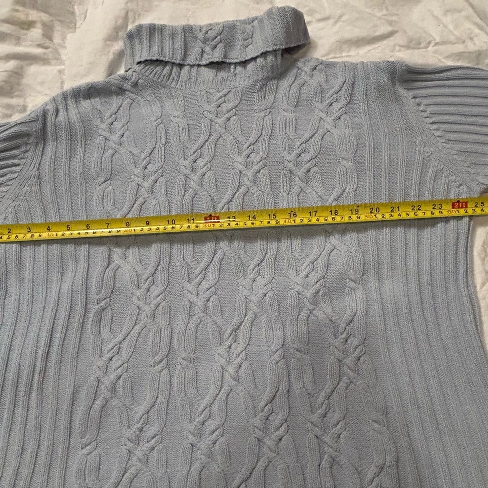 Vintage Gaddy Collection 100% Cotton Blue Cable Knit Turtleneck Sweater - Picture 9 of 11
